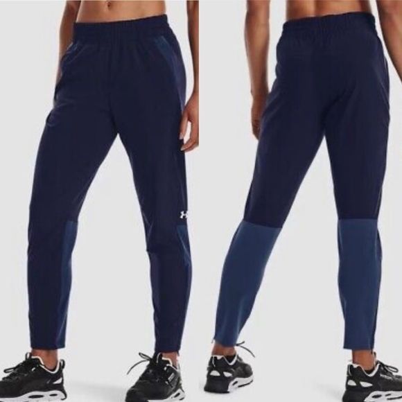 Under Armour Squad 2.0 Woven Training Pant Women's Navy Tapered Jogger Size M - Picture 1 of 11